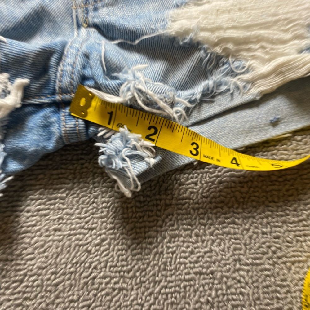Abercrombie & Fitch High Rise Festival Distressed Light Blue Denim Shorts - Picture 5 of 5